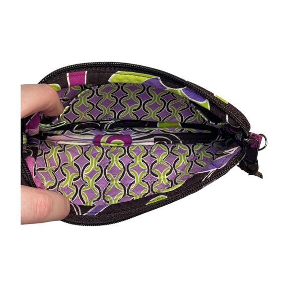 Vera Bradley Punch Wallet Women's Purple Brown Floral Cotton Quilted Zip Around - Picture 4 of 6